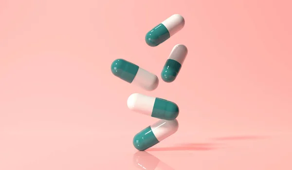 Gyógyszerészeti Gyógyszer Kapszula Egészségügyi Téma Render — Stock Fotó