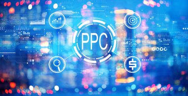 PPC - Geceleri bulanık şehir ışıkları ile tıklama başına ödeme kavramı