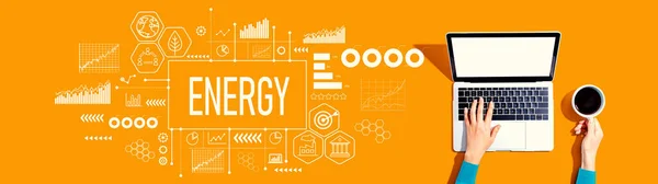 Energie Thema Met Persoon Met Behulp Van Een Laptop Computer — Stockfoto