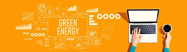 Green Energy Concept Person Using Laptop Computer — Foto de Stock