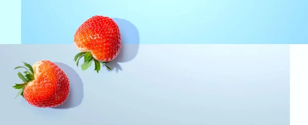 Frische Rote Erdbeeren Über Kopf Flache Lage — Stockfoto