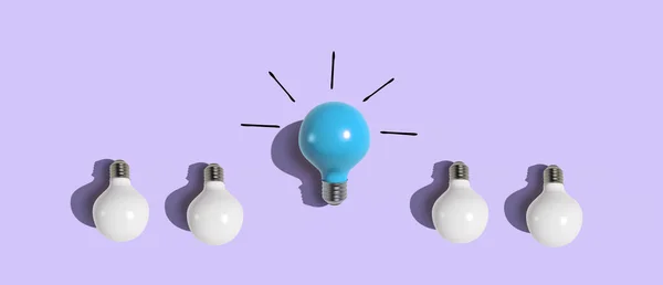 One Out Unique Idea Light Concept Επίπεδη Διάταξη — Φωτογραφία Αρχείου