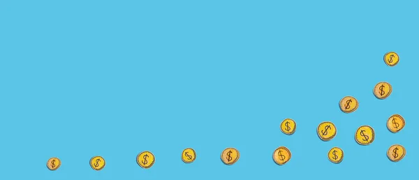 Rysunek Strony Monety Dolarowej Motyw Finansowy Płaski Lay — Zdjęcie stockowe