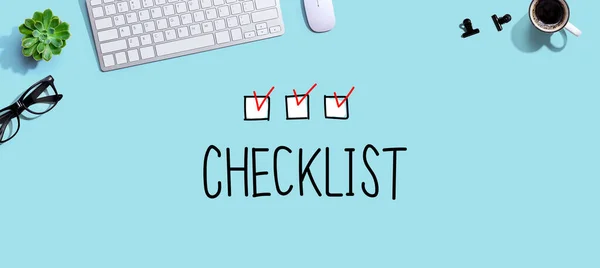 Checklist Computer Keyboard Mouse — Stock Photo, Image