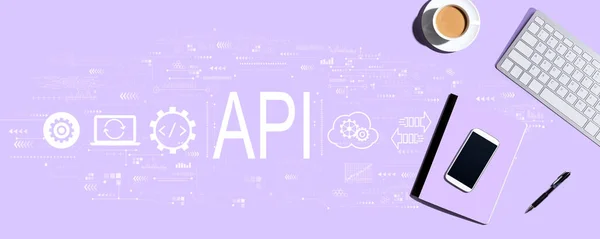 Api Application Programming Interface Concept Computer Keyboard Office Items — Stockfoto