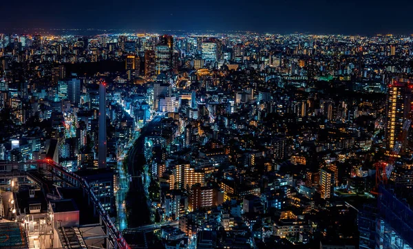 Αεροφωτογραφία Της Σιμπούγια Τόκιο Ιαπωνία Νύχτα — Φωτογραφία Αρχείου