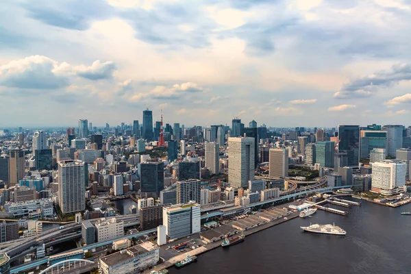 Minato City Tokyo Japonya Daki Odaiba Limanı Nın Havadan Görüntüsü — Stok fotoğraf