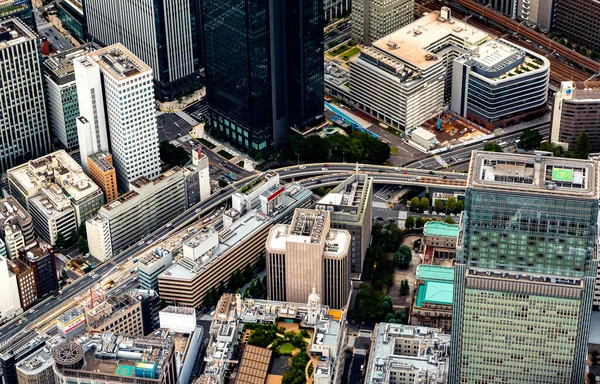 Luftbilde Skyskrapere Motorveier Marunouchi Distriktet Tokyo Japan – stockfoto
