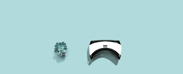 Virtuell Verklighet Headset Med Skugga Platt Låg — Stockfoto