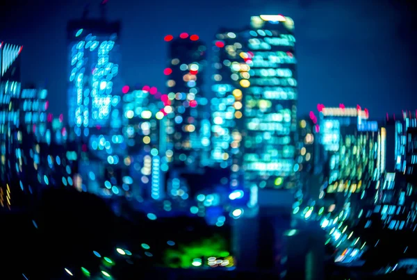 Abstraktes Verschwommenes Bokeh Neon Licht Wandert Durch Die Stadt — Stockfoto
