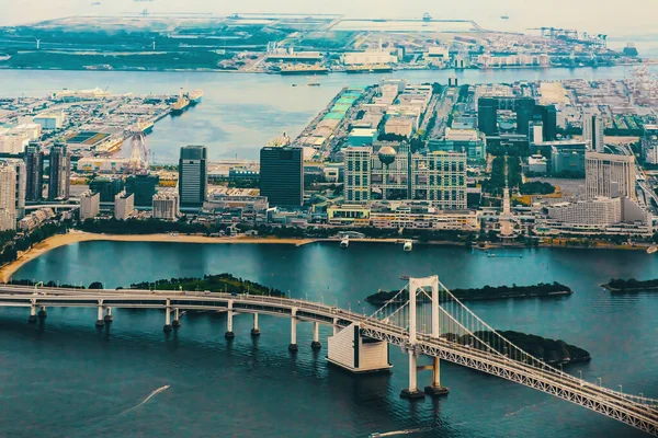 Letecký Pohled Duhový Most Odaibě Tokio Japonsko — Stock fotografie