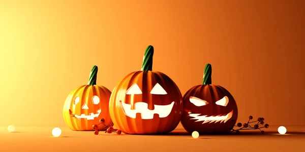 Tema Halloween Con Fantasmi Zucca Rendering — Foto Stock
