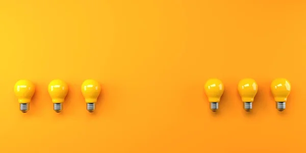 Idea Light Bulbs Flat Lay Render — Stock Photo, Image