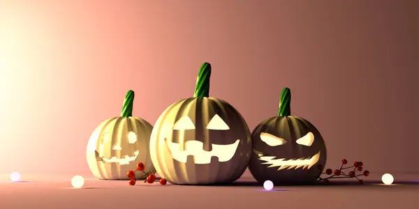 Tema Halloween Con Fantasmi Zucca Rendering — Foto Stock