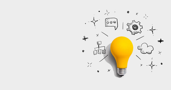 Концепция брейншторма с лампочкой - плоская кладка