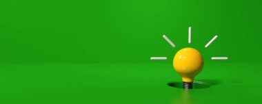 Zeminde delik olan bir ampul fikri - 3D render