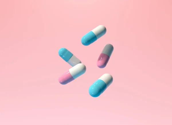 Kapsułki Farmaceutyczne Temat Opieki Zdrowotnej Renderowanie — Zdjęcie stockowe