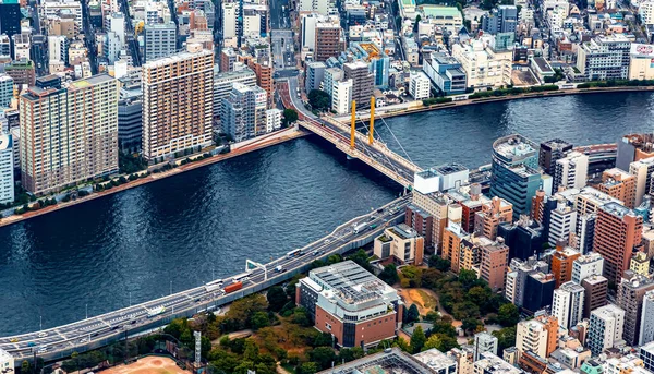 Luchtfoto Van Sumida Rivier Tokio Japan — Stockfoto