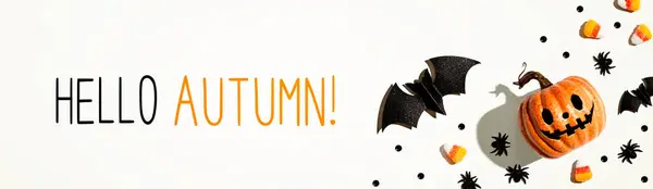 Адское Осеннее Послание Привидениями Украшениями Хэллоуин Плоская Ложа — стоковое фото