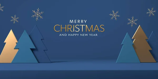 Arbres Noël Avec Flocons Neige Illustration Rendu — Photo