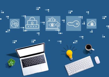 Yukarıdan gelen ampullü bilgisayarlarla veri gizliliği kavramı