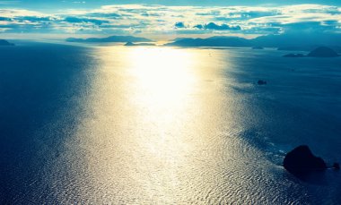 Aerial view of the Seto Sea of Japan off the coast of Matsuyama clipart