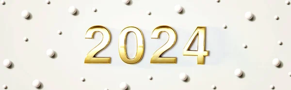 2024 Téma Fehér Cukorka Pontok Lapos Laikus — Stock Fotó