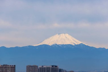 Tokyo, Japonya 'dan gün batımında Fuji Dağı manzarası