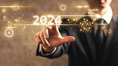 2024 metin iş adamı ile birlikte koyu renkli arkaplan