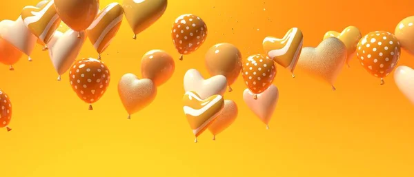 Appreciation Love Theme Heart Shaped Balloons Render Fotografia Stock