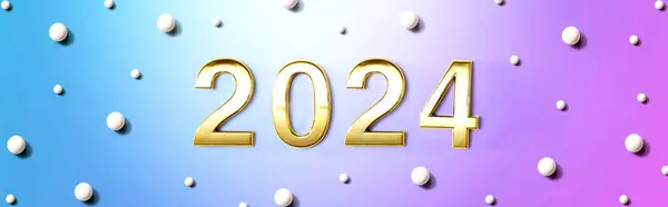 2024 Tema Ano Novo Com Pontos Doces Brancos Flat Lay Imagens Royalty-Free