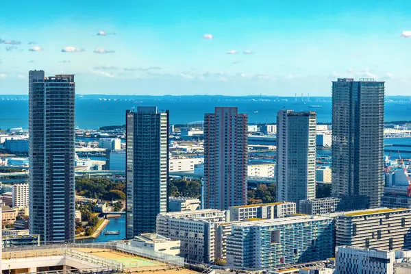 Wolkenkrabbers Langs Tokyo Bay Minato Tokio Japan Stockfoto