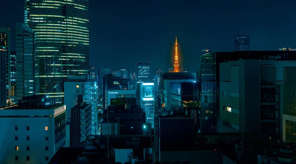 日本东京Minato的摩天大楼 可以看到东京塔 图库图片