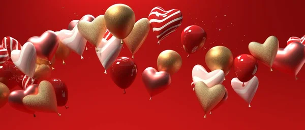 Appreciation Love Theme Heart Shaped Balloons Render Foto Stock