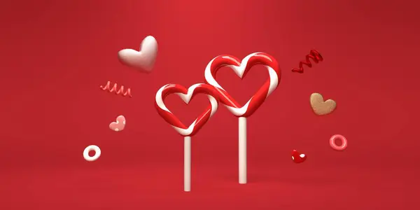 Appreciation Love Theme Heart Shaped Lollipops Render Royalty Free Φωτογραφίες Αρχείου