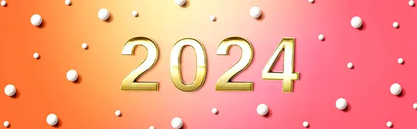 2024 Новый Год Тема Белыми Конфетами Точек Плоский Лежал Лицензионные Стоковые Изображения