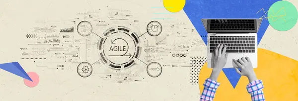 Agile Concept Met Persoon Met Behulp Van Een Laptop Computer Stockfoto