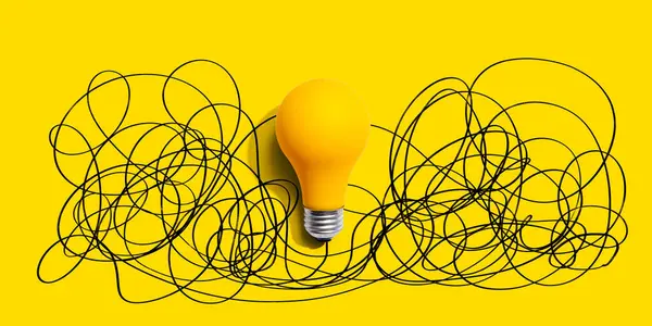 Clarifying Complex Ideas Theme Light Bulb Flat Lay Royalty Free Stock Images
