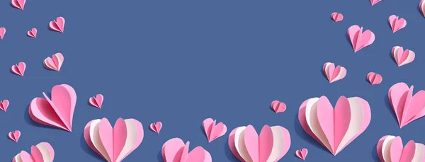 День Святого Валентина Або Тема Оцінки Паперовими Сердечками Ліцензійні Стокові Фото