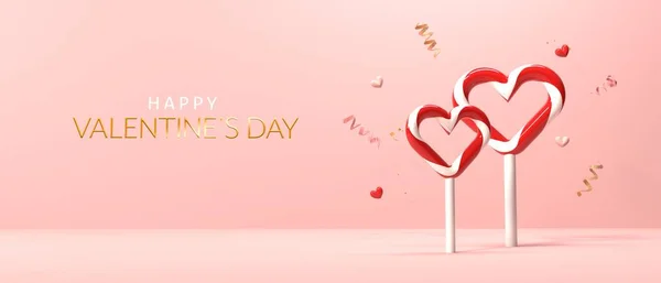Appreciation Love Theme Heart Shaped Lollipops Render Stockbild