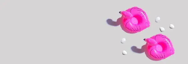 Καλοκαιρινό Concept Ροζ Flamingo Άρματα Επίπεδο Lay Εικόνα Αρχείου