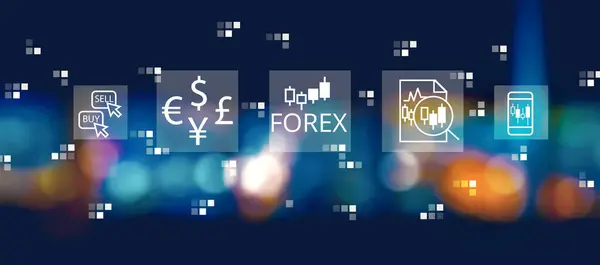 Forex Trading Concept Blurred City Lights Night Stock Image