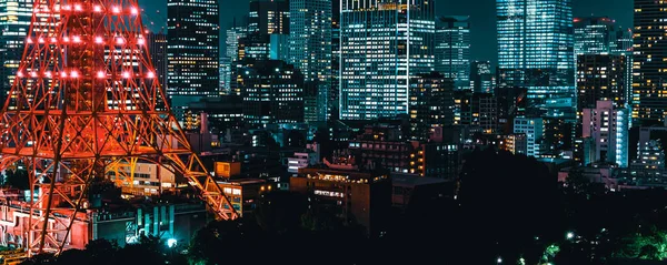 日本东京Minato的摩天大楼和东京塔 免版税图库图片