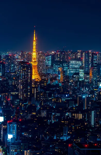 Felhőkarcolók Minato Tokió Japán Kilátással Tokyo Tower Stock Kép