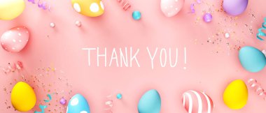 Renkli Paskalya yumurtaları ve bahar tatili pastel renkleriyle mesajınız var.