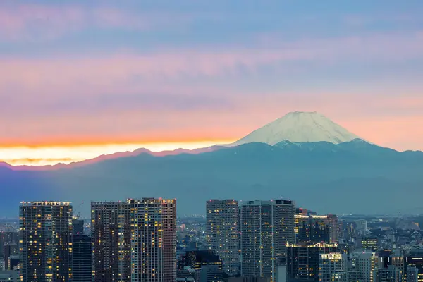 View Mount Fuji Tokyo Japan Sunset Stock Photo