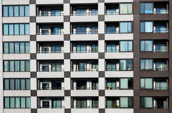 Nahaufnahme Von Wolkenkratzer Fassade Abstrakten Städtischen Hintergrund Muster lizenzfreie Stockfotos