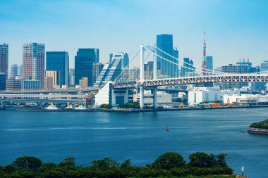 Tokyo Körfezi, Gökkuşağı Köprüsü, Odaiba, Tokyo, Japonya