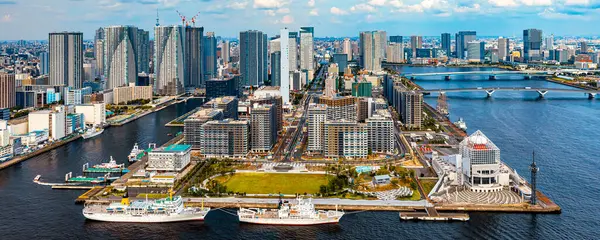 stock image Aerial view of Odaiba Harbor in Minato City, Tokyo, Japan