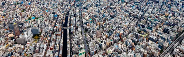 Tokyo, Japonya 'daki Sumida Nehri' nin havadan görünüşü